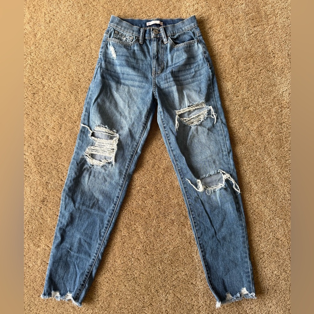 SO High Rise Mom Distressed jeans
